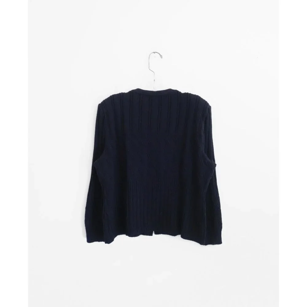 St. John Collection by Marie Gray Black Ribbed Knit Cardigan size 16 Large - Picture 4 of 6